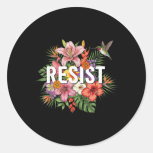 Sticker Rond Résister Floral Feminist Hommes Femmes