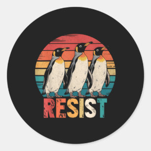 Sticker Rond Résister Manifestation De Pingouins Contre Les Tar