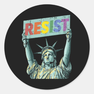 Sticker Rond Résister Rainbow Statue Liberty Manifestation Lgbt
