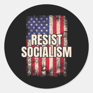 Sticker Rond Résister Socialisme Anti Socialisme Usa