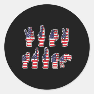 Sticker Rond Résister subtilement à Trump Langue des signes 4 j