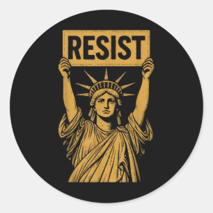 Sticker Rond Résistez À La Manifestation De La Statue De La Lib