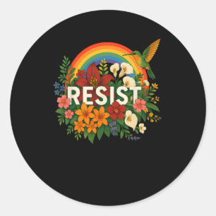 Sticker Rond Résistez à l'opposition florale à Trump