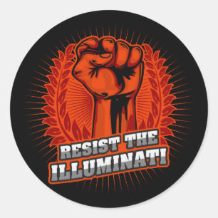 Sticker Rond Résistez À L'Orange D'Illuminati Posé D'Un Poin