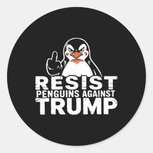 Sticker Rond Résistez Aux Penguins Contre Trump Tarifs Douanier