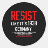Sticker Rond Résistez comme si c'était en 1938 L'Allemagne reje (Devant)