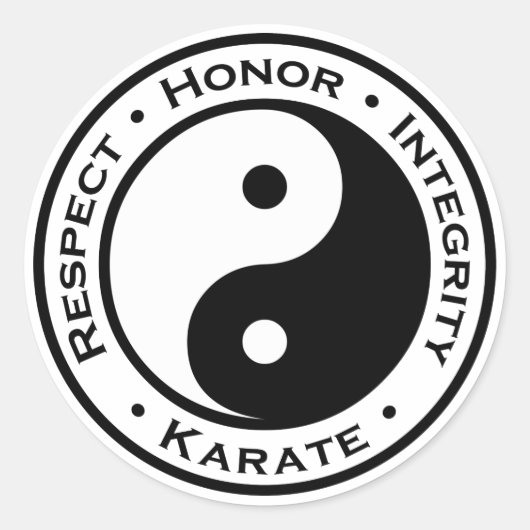 Sticker Rond Respect Honor Integrity Karate (Devant)