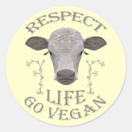 Sticker Rond RESPECT LIFE - Go VEGAN - */* (Devant)