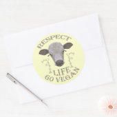 Sticker Rond RESPECT LIFE - Go VEGAN - */* (Enveloppe)
