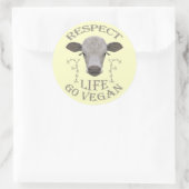 Sticker Rond RESPECT LIFE - Go VEGAN - */* (Sac)