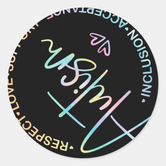 Sticker Rond Respect Love Support Sensibilisation sur l'autisme (Devant)