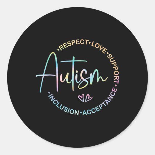 Sticker Rond Respect Love Support Sensibilisation sur l'autisme (Devant)