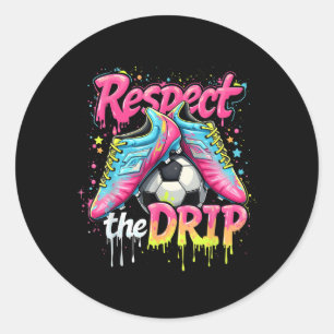 Sticker Rond Respectez Drôle Le Soccer Drip Glace Cream Driam A