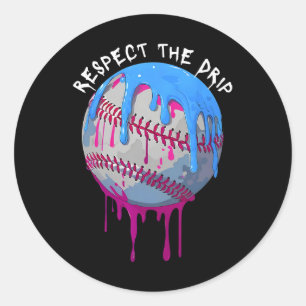 Sticker Rond Respectez La Déchets De Crème Glaciaire De Basebal