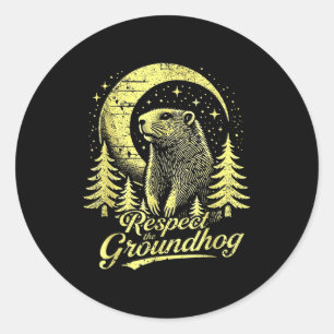 Sticker Rond Respectez la marmotte - Drôle de jour de la marmot