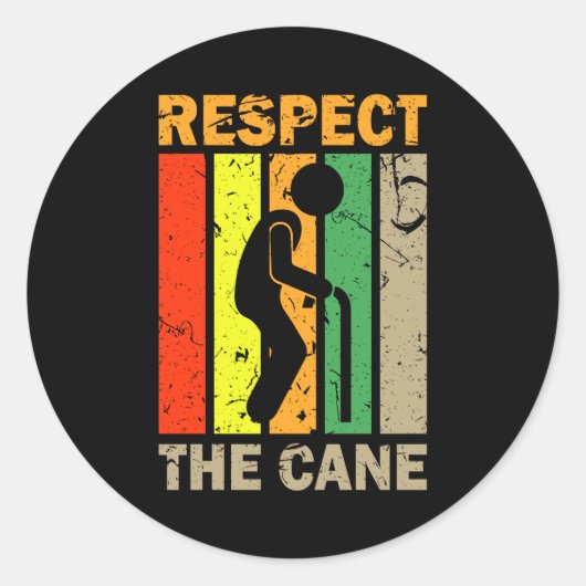 Sticker Rond Respectez La Réduction Pour Aînés Canne (Devant)