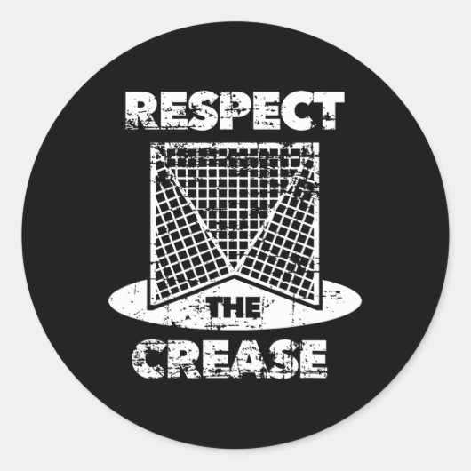 Sticker Rond Respectez Le Crease Lacrosse Lax Goalie (Devant)