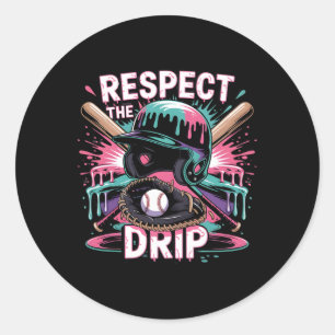 Sticker Rond Respectez le goutte Bysebyll Ice Cream Drip Casque