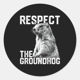 Sticker Rond Respectez le marmotte drôle de jour de la marmotte