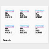Sticker Rond Respectez Mes Pronoms (Feuille)
