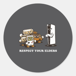 Sticker Rond Respectez Vos Aînés T Rétro Jeux Vidéo 90