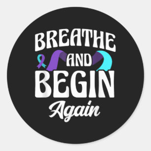 Sticker Rond Respire Et Commencer À Nouveau La Sensibilisation