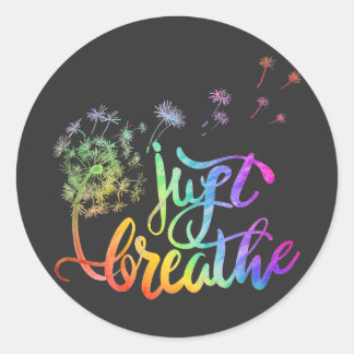 Sticker Rond Respire | le dandelion souffle dans le vent