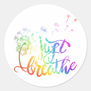 Sticker Rond Respire   le dandelion souffle dans le vent