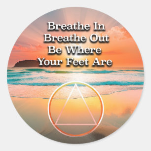 Sticker Rond Respirer dans Breathe Out Recovery Slogan Sunrise