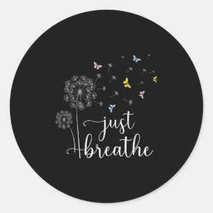 Sticker Rond Respirer Le Dandelion Tee Et Les Buterflies Femmes