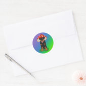 Sticker Rond Ressort de champignon Rottweiler personnalisable (Enveloppe)