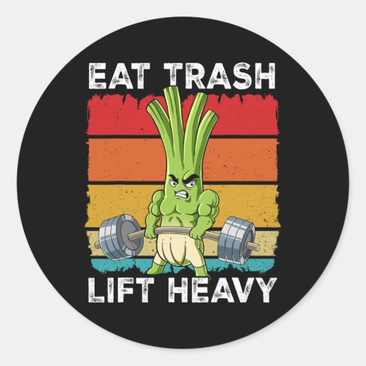 Sticker Rond Ressort Onion Gym Entraînement Poids Manger Trash  (Devant)