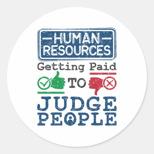 Sticker Rond Ressources humaines Paiement aux juges (Devant)