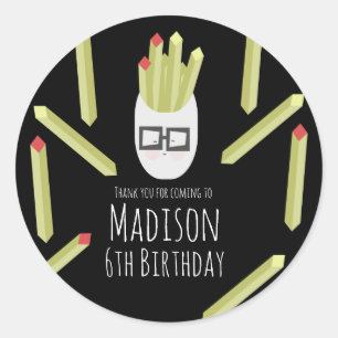 Sticker Rond Restaurant de frites mignon pour fête d'anniversai