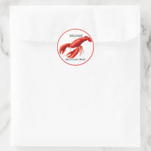 Sticker Rond Restaurant de fruits de mer accueil homard rouge P