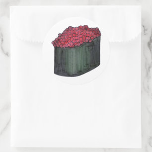 Sticker Rond Restaurant japonais Caviar Sushi Maki Roll Japon