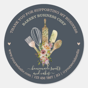 Sticker Rond Restauration boulangerie Chef Rustique Eucalyptus