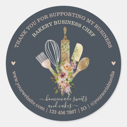 Sticker Rond Restauration boulangerie Chef Rustique Eucalyptus  (Devant)