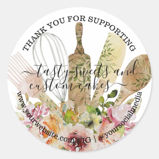 Sticker Rond Restauration Boulangerie Cuisine Rustique Eucalypt (Devant)