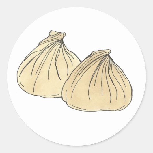 Sticker Rond Restauration chinoise Repas de Shumai Dumplings (Devant)