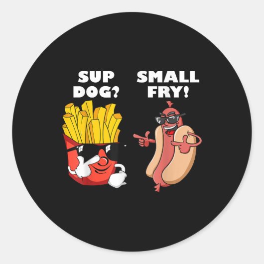 Sticker Rond Restauration Rapide Chien Chaud Et Petite Friture (Devant)