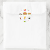 Sticker Rond restauration rapide kawaii (Sac)