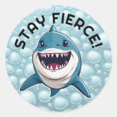 Sticker Rond Reste Fierce ! Requin souriant (Devant)