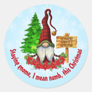 Sticker Rond Rester Gnome Ce Noël