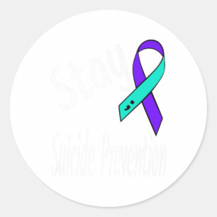 Sticker Rond Restez à la prévention du suicide Ruban Semicolon