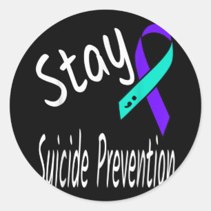 Sticker Rond Restez à la prévention du suicide Ruban Semicolon