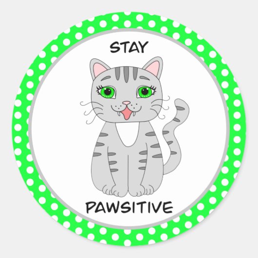 Sticker Rond Restez à la provocation | Jeu de chats gris mou (Devant)