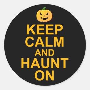 Sticker Rond Restez au calme, Haunted, Halloween
