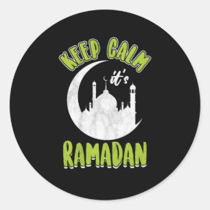 Sticker Rond Restez au calme Sa Mosquée Ramadan Islam Cadeau Mu