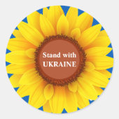 Sticker Rond Restez avec le tournesol ukrainien (Devant)